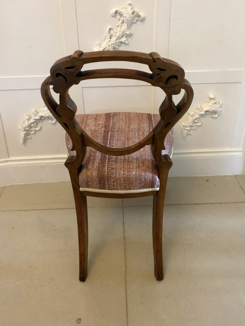 Antique Victorian Carved Walnut Balloon Back Dining Chairs Set of Four - Image 4